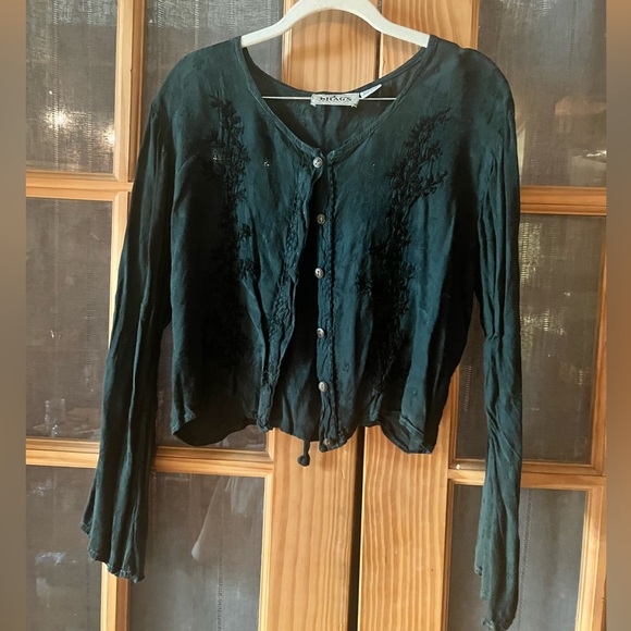 Vintage Gypsy Bhags Embroidered Slight Bell Sleeve Top - Picture 1 of 6